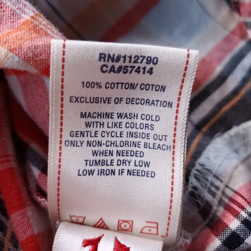 True Religion Rocky Western Shirt Men M Plaid Pearl Snaps Short Sleeve Cowboy‎